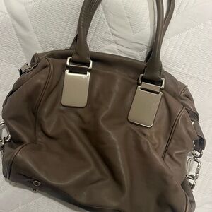 Banana Republic Grey Leather Handbag Silver Hardware